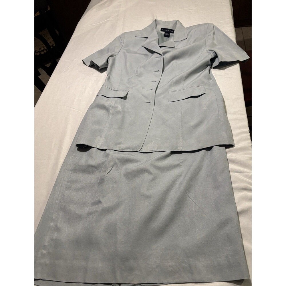 Vintage Preston And York Sage Green Silk/Cotton Blend Skirt And Top